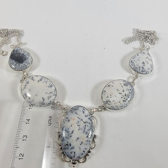 Natural Dendritic Agate Necklace in Sterling Silver Handmade Artisan Gemstone - Picture 3 of 10